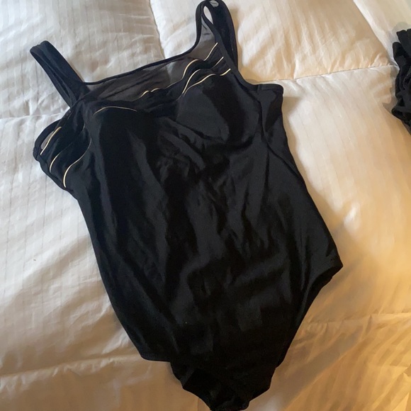 Swim Black And Gold Mesh One Piece Swimsuit Poshmark
